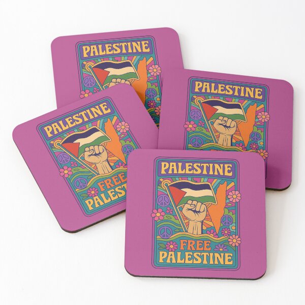 Item preview, Free Palestine Hippie Retro Design with Flag and Peace Symbols Flower Power Save Gaza End The War designed and sold by Annika Shurafa.