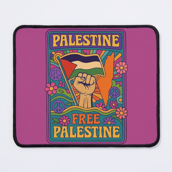 Item preview, Free Palestine Hippie Retro Design with Flag and Peace Symbols Flower Power Save Gaza End The War designed and sold by Annika Shurafa.