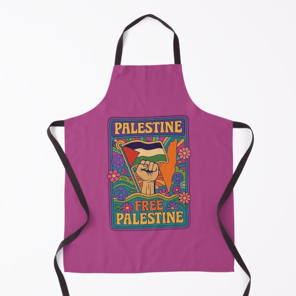 Item preview, Free Palestine Hippie Retro Design with Flag and Peace Symbols Flower Power Save Gaza End The War designed and sold by Annika Shurafa.