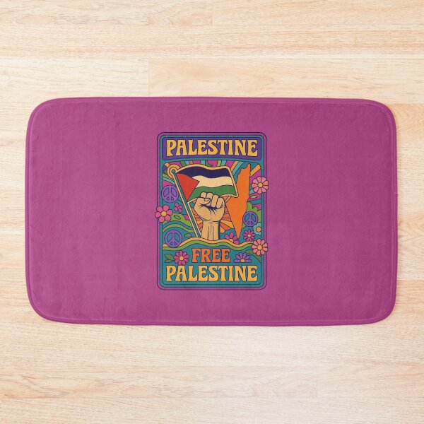 Item preview, Free Palestine Hippie Retro Design with Flag and Peace Symbols Flower Power Save Gaza End The War designed and sold by Annika Shurafa.