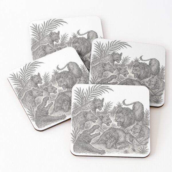 Item preview, Vintage Lions, Hyenas & Crocodile Design Wild Animal Jungle Safari Scene Retro Wildlife Nature Art Print  designed and sold by LOWKEY LEGENDARY APPAREL™.