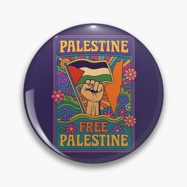 Item preview, Free Palestine Hippie Retro Design Flag Peace Symbol Flower Power Save Gaza End The War designed and sold by Annika Shurafa.