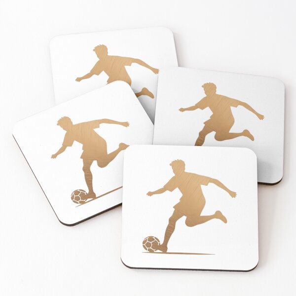 Item preview, A soccer player skilfully dribbles the football across the playground_Bronze paint designed and sold by Aariq.