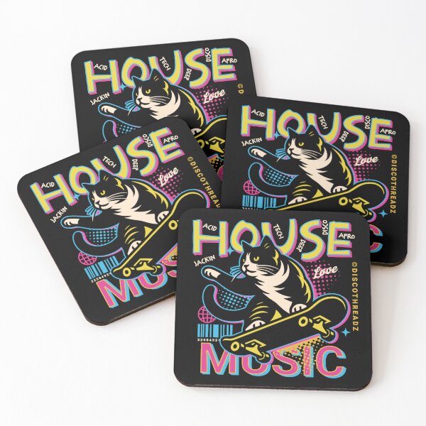 Item preview, HOUSE MUSIC  - Skater Cat (White)  designed and sold by Discothreadz.