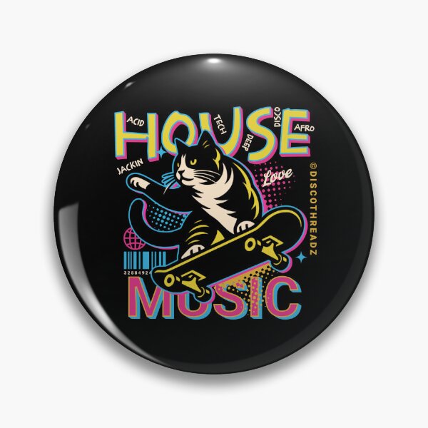 Item preview, HOUSE MUSIC  - Skater Cat (White)  designed and sold by Discothreadz.