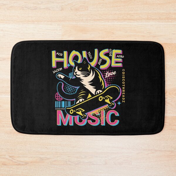 Item preview, HOUSE MUSIC  - Skater Cat (White)  designed and sold by Discothreadz.