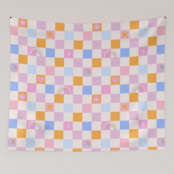 Item preview, Pastel Checkerboard with Doodles Pattern designed and sold by NamisNook.