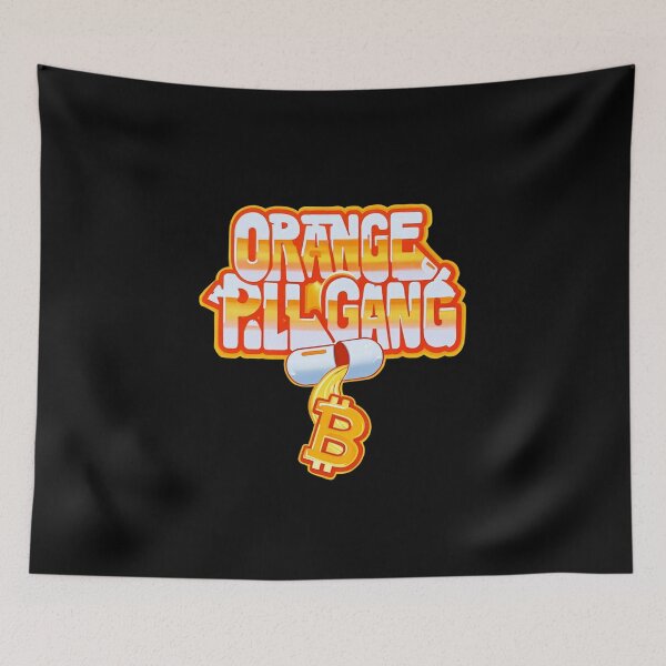 Item preview, Bitcoin Orange Pill Gang Graffiti Slogan designed and sold by RadDeck.