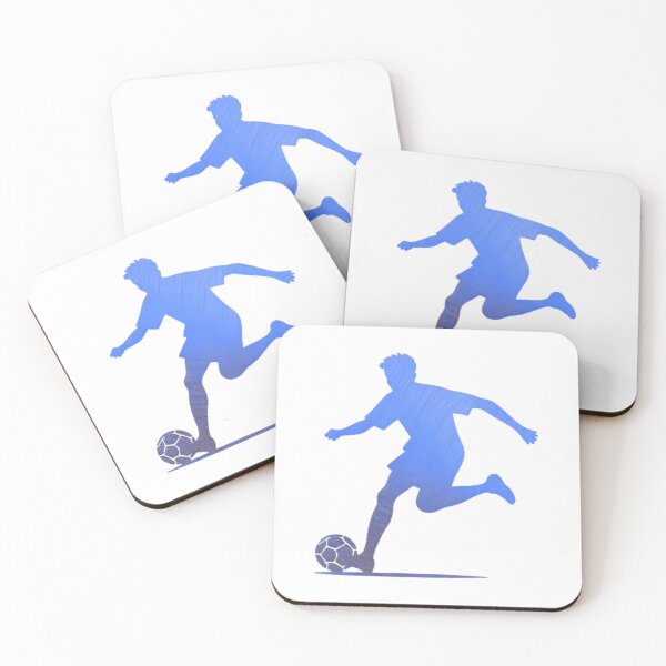 Item preview, A soccer player skilfully dribbles the football across the playground_Blue paint designed and sold by Aariq.