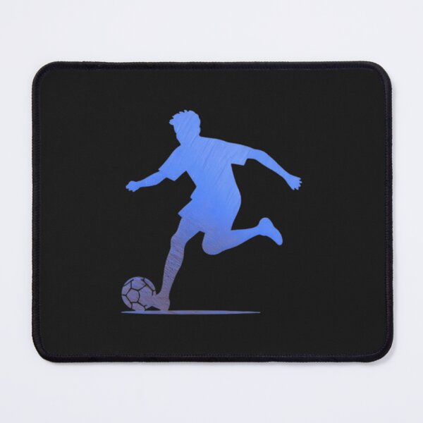 Item preview, A soccer player skilfully dribbles the football across the playground_Blue paint designed and sold by Aariq.