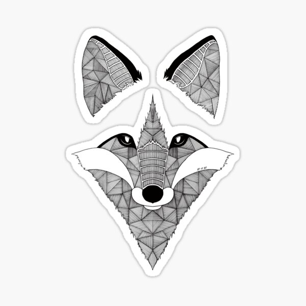 Renard noir et blanc Sticker