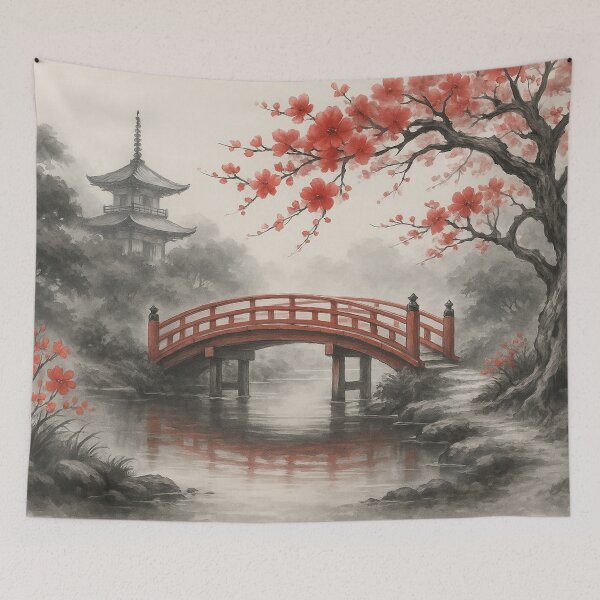 Item preview, Vermilion Bridge and Blossoms designed and sold by Kipepeo2025.