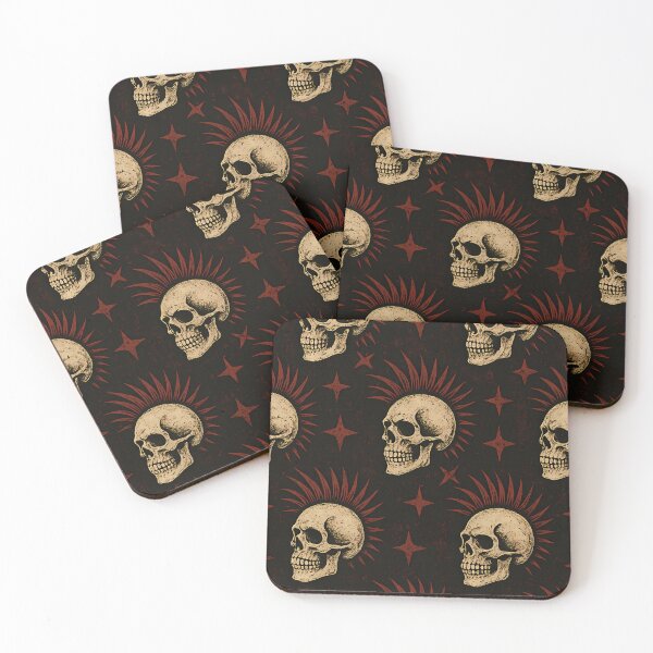 Item preview, Punk Skull Pattern | Dark Grunge Mohawk Rock Wallpaper designed and sold by Buzzink.