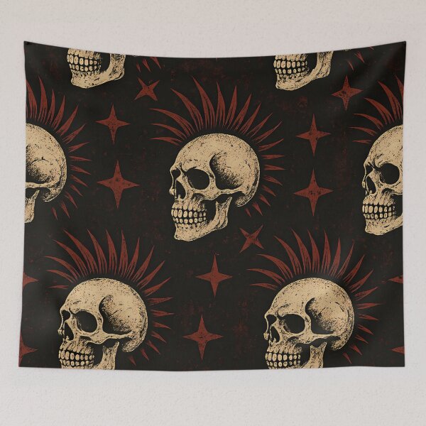 Item preview, Punk Skull Pattern | Dark Grunge Mohawk Rock Wallpaper designed and sold by Buzzink.