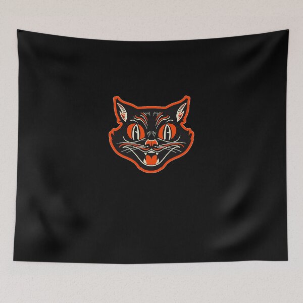 Item preview, Retro Vintage Halloween Angry Black Cat Growling Face designed and sold by HeatherAnng.
