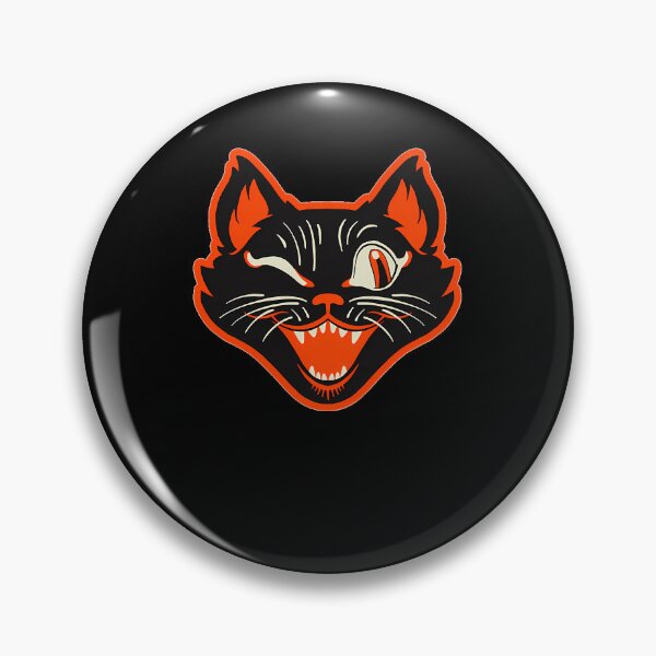 Item preview, Retro Vintage Halloween Black Cat Winking Face designed and sold by HeatherAnng.