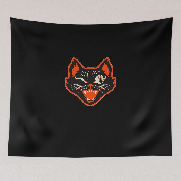 Item preview, Retro Vintage Halloween Black Cat Winking Face designed and sold by HeatherAnng.