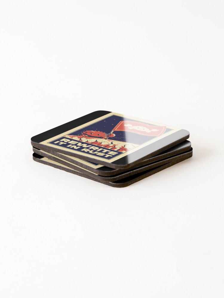 Thumbnail 4 of 5, Coasters (Set of 4), Rewrite It In Rust Rust Programming designed and sold by HeatherAnng.