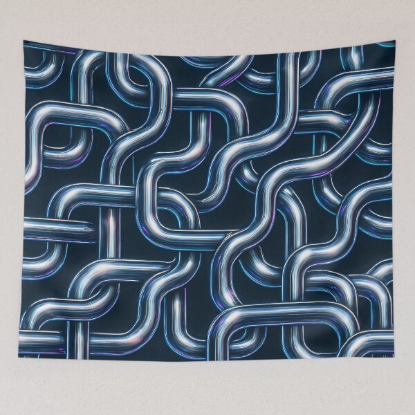 Item preview, 3D Chrome Pipes Pattern | Retro Futuristic Wallpaper designed and sold by Buzzink.