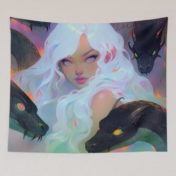 Item preview, White Hair Anime Dragon Queen designed and sold by bubblegoth.