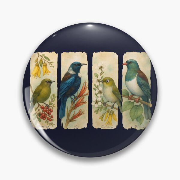 Item preview, Aotearoa Native Birds – Bellbird, Tui, Silvereye, Kereru designed and sold by MvuuStudio.