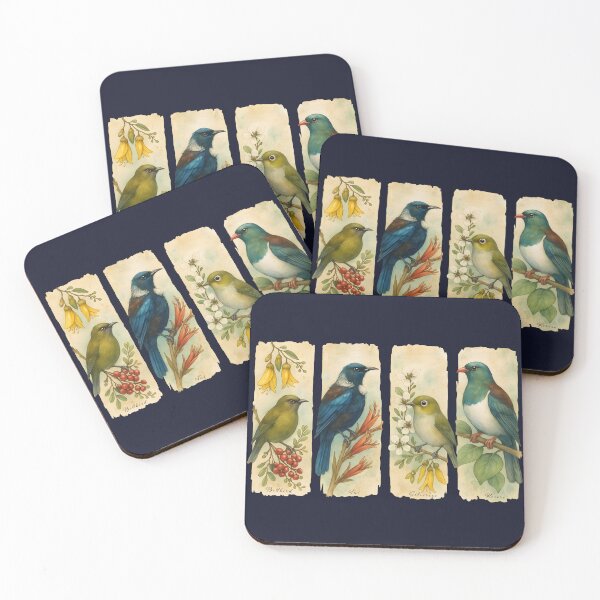 Item preview, Aotearoa Native Birds – Bellbird, Tui, Silvereye, Kereru designed and sold by MvuuStudio.