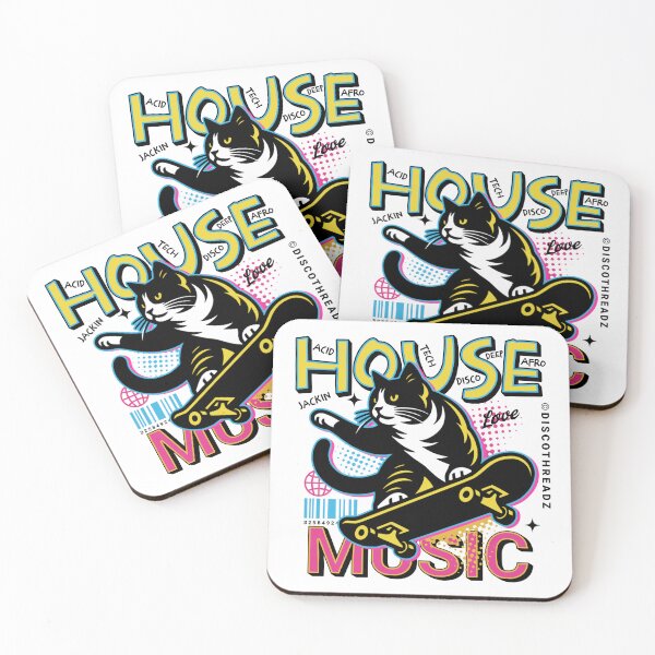 Item preview, HOUSE MUSIC  - Skater Cat (black)  designed and sold by Discothreadz.