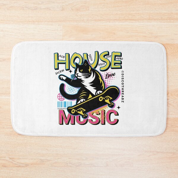 Item preview, HOUSE MUSIC  - Skater Cat (black)  designed and sold by Discothreadz.
