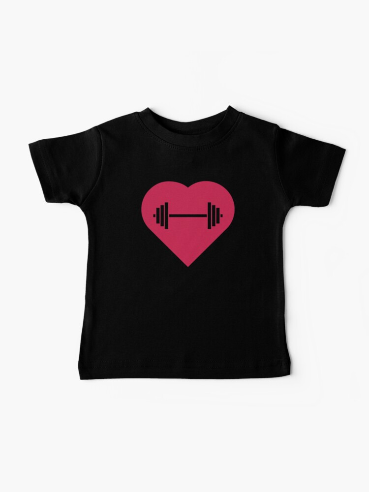 Cute Dumbbell Heart Gym Workout Fitness T-shirt | Baby T-Shirt