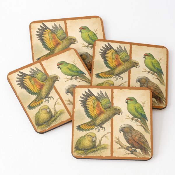 Item preview, Aotearoa Parrots Quartet – Kea, Kakariki, Kakapo & Kaka designed and sold by MvuuStudio.
