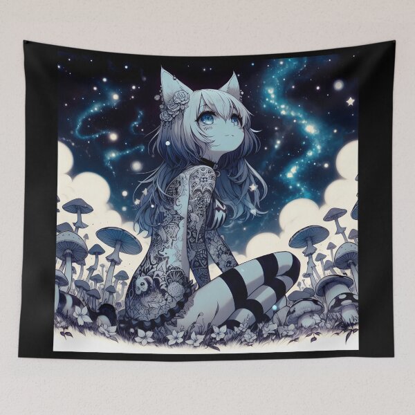 Item preview, nekogirl in shroom field blue designed and sold by ghostevisions.