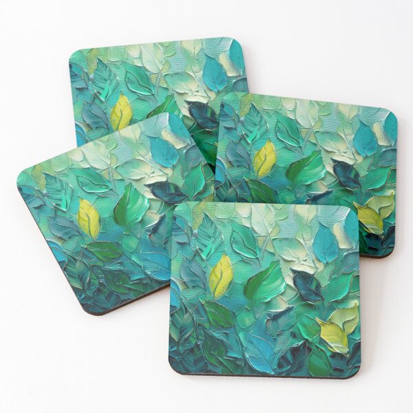 Item preview, Green And Blue Artistic Leaves Textured Aesthetic Art   designed and sold by DEC02.