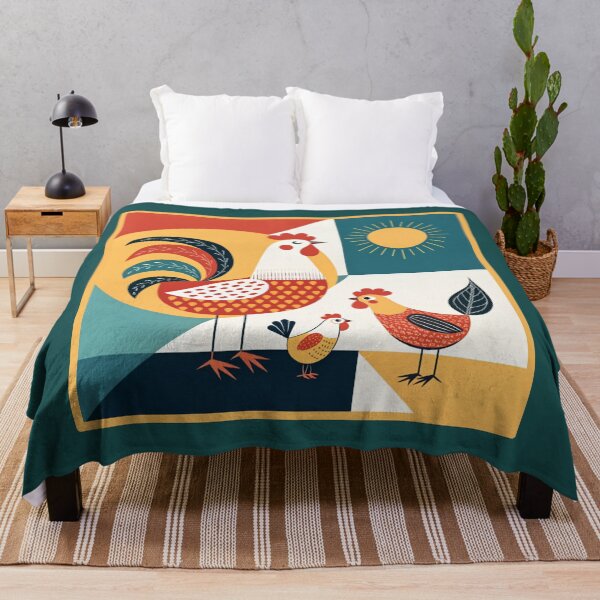 Item preview, Geometric Rooster and Hen Family with Sun | Modern Folk Art Design – Kids Room Collection designed and sold by asliberry.