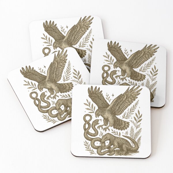 Item preview, Hawk vs Snake & Lizard Design Vintage Wildlife Battle Scene Retro Style Nature Art Print designed and sold by LOWKEY LEGENDARY APPAREL™.