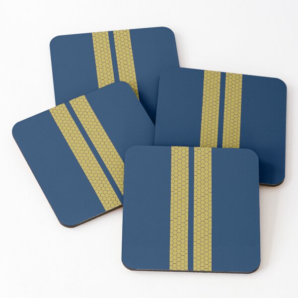 Item preview, Dual Racing Stripes, Honeycomb Pattern ("Gold" non-metallic On Coker Blue) designed and sold by Racing Stripes Only.