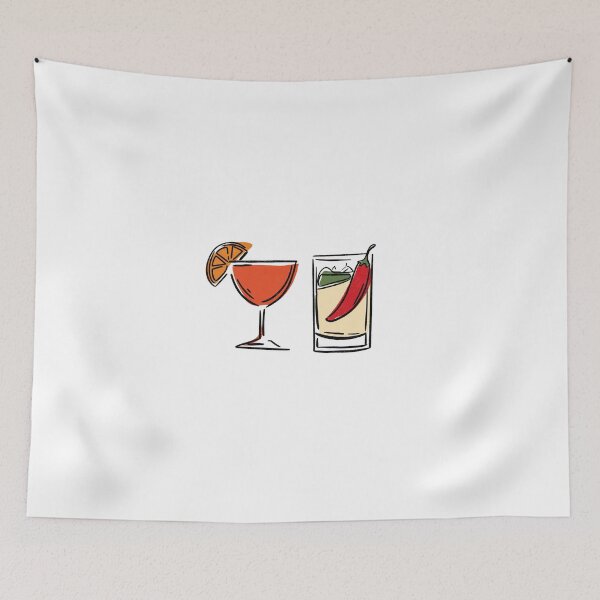 Item preview, Cocktail Duo – Orange and Spicy Chili Drink Illustration designed and sold by CleanLineStudio.
