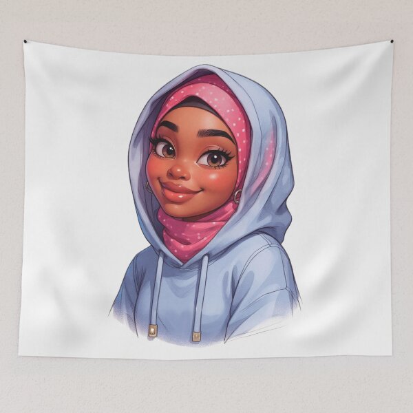 Item preview, Cute Hijabi Girl Sticker | Muslim Woman in Hoodie with Pink Scarf designed and sold by Lulunza.