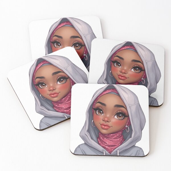 Item preview, Adorable Hijabi Girl Sticker | Dark Skin Muslimah Wearing Hoodie designed and sold by Lulunza.