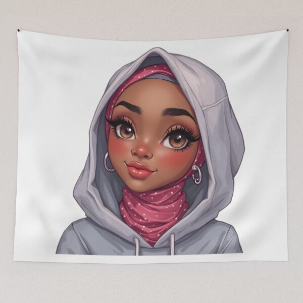 Item preview, Adorable Hijabi Girl Sticker | Dark Skin Muslimah Wearing Hoodie designed and sold by Lulunza.