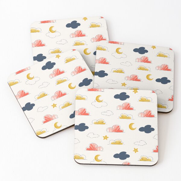 Item preview, Textured Doodle Clouds and Stars Pattern designed and sold by Farissa Designs.