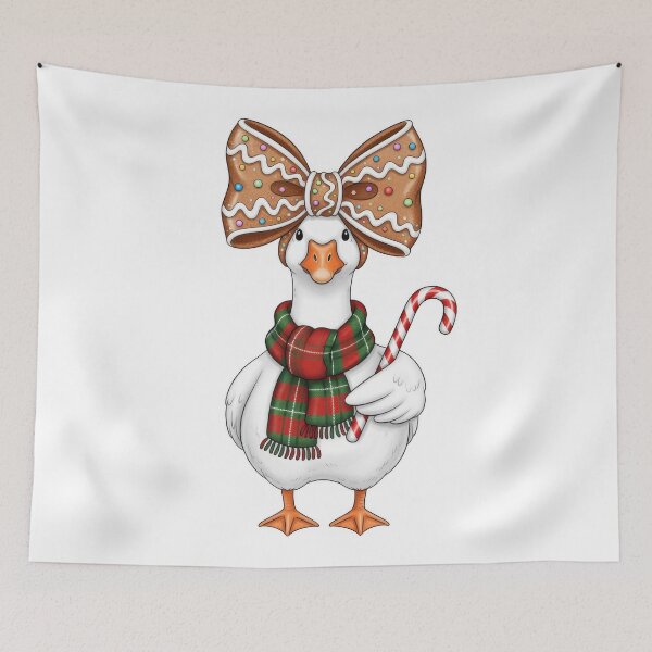 Item preview, cute christmas goose with candy cane and gingerbread bow designed and sold by moonmuffin7.