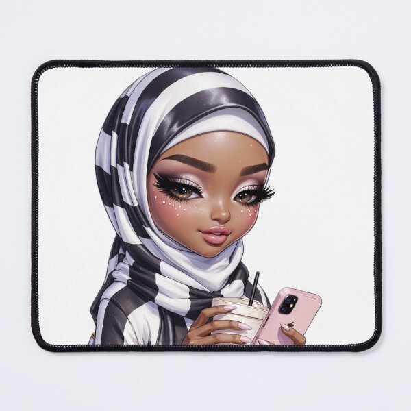 Item preview, Stylish Hijabi Girl Sticker | Muslim Woman in Black and White Stripes designed and sold by Lulunza.