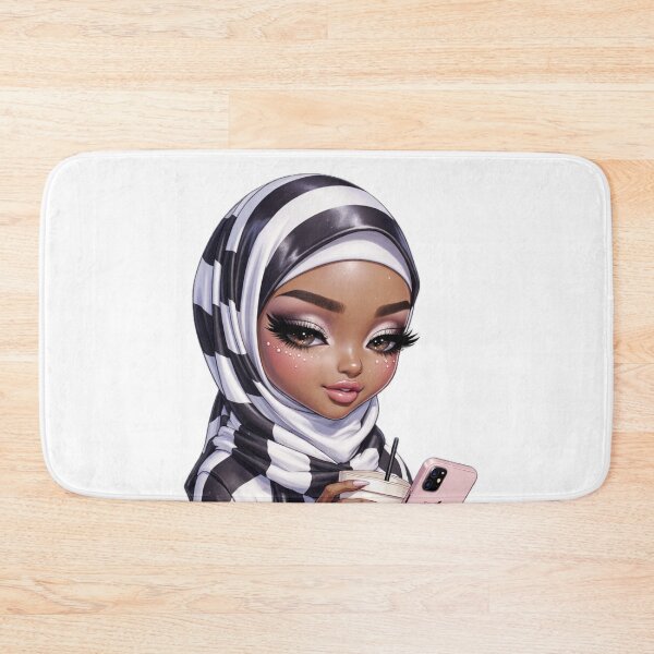 Item preview, Stylish Hijabi Girl Sticker | Muslim Woman in Black and White Stripes designed and sold by Lulunza.
