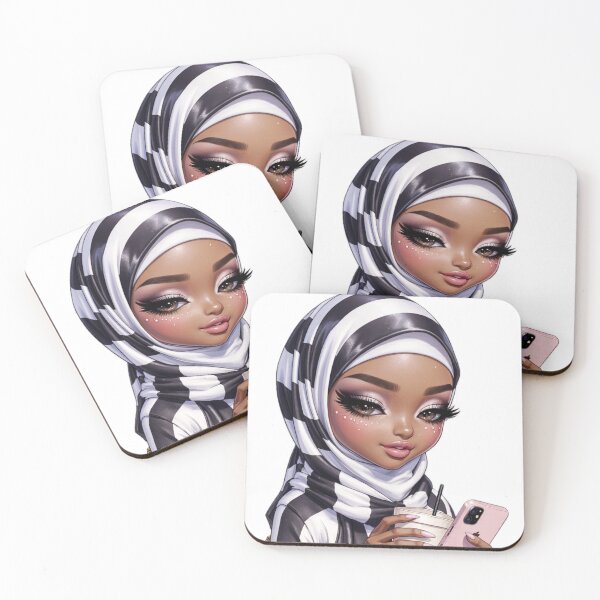 Item preview, Stylish Hijabi Girl Sticker | Muslim Woman in Black and White Stripes designed and sold by Lulunza.