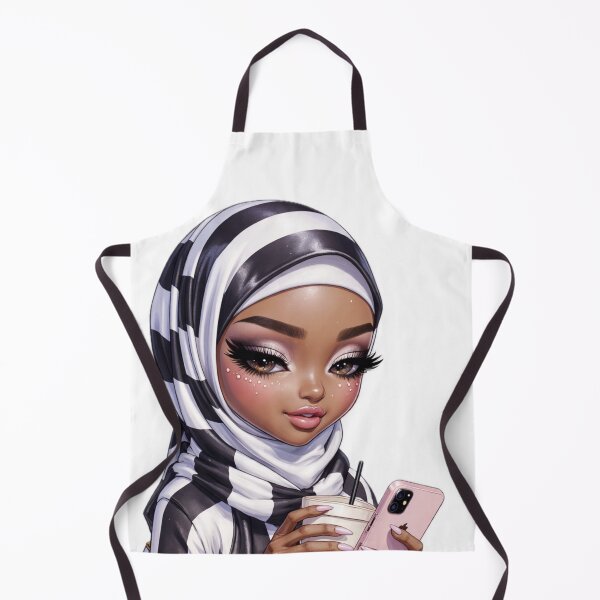Item preview, Stylish Hijabi Girl Sticker | Muslim Woman in Black and White Stripes designed and sold by Lulunza.