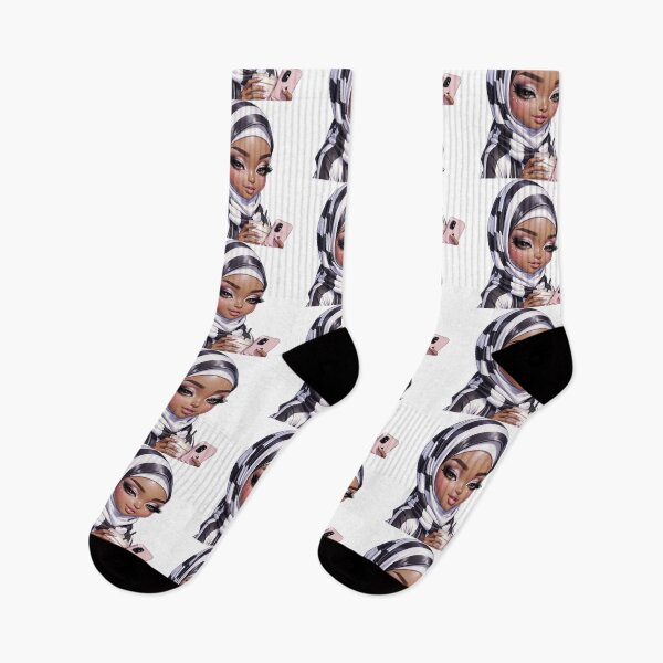 Item preview, Stylish Hijabi Girl Sticker | Muslim Woman in Black and White Stripes designed and sold by Lulunza.