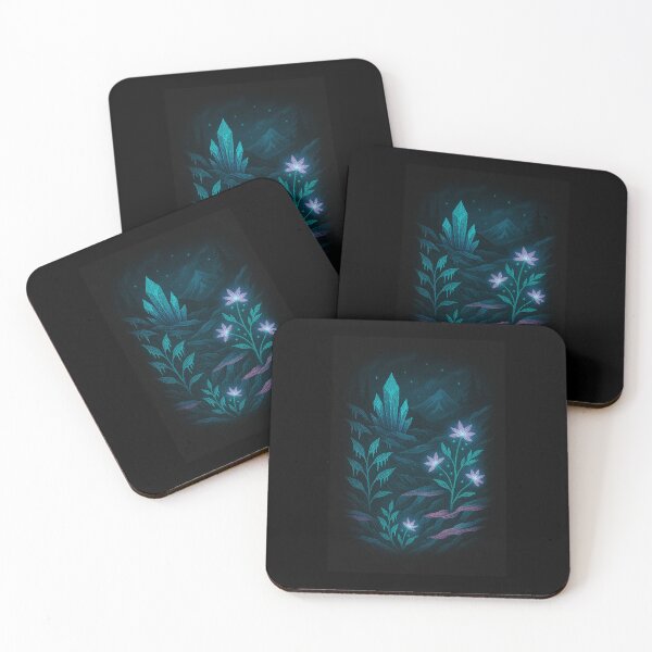 Item preview, Blue Flowers in Frozen Forest – Magical Nature Fantasy Art Print designed and sold by StudioTZ.