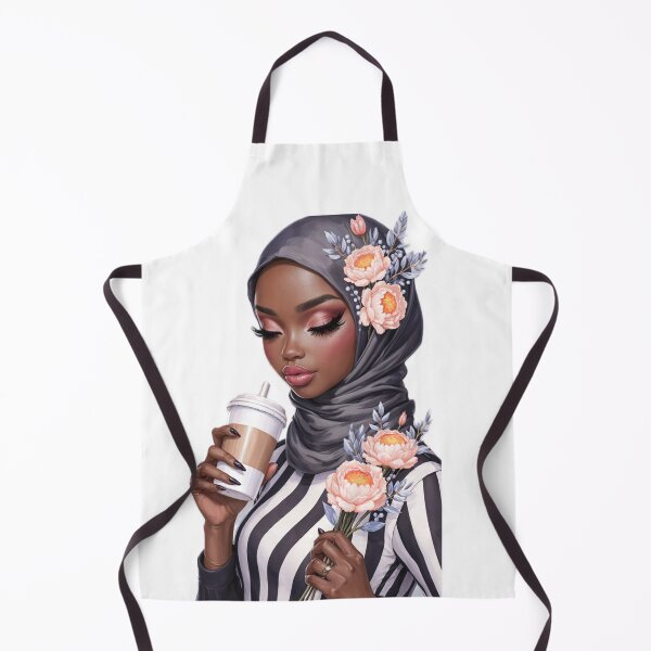 Item preview, Stylish Hijabi Girl Sticker | Muslim Woman in Black and White Stripes with flowers designed and sold by Lulunza.