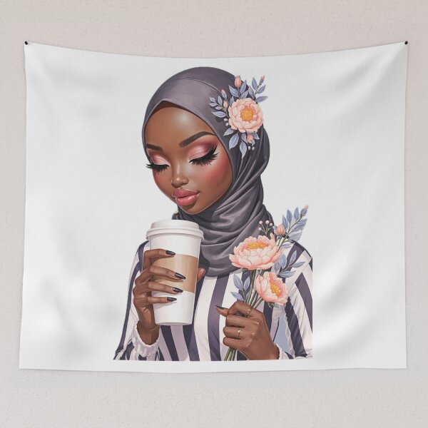 Item preview, Hijabi Girl with Coffee Sticker | Cute Muslimah Holding Cup designed and sold by Lulunza.