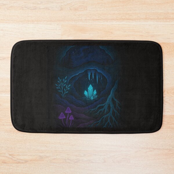 Item preview, Mushrooms in Glowing Cave – Enchanted Nature Fantasy Art Print designed and sold by StudioTZ.